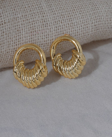 Irregular Geometric Alloy Gold Plated Ear Studs