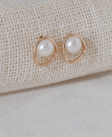 Gold-Plated Pearls Studded Contemporary Studs