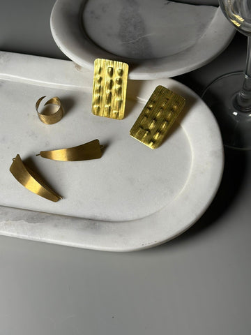Pack of 3 Gold-Plated Geometric Drop Earrings With Finger Ring (Copy)