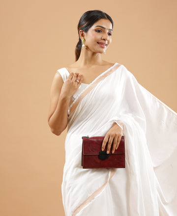 Soft Cotton White Saree With Tassels