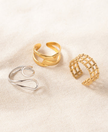 Sculpted Shine Anti-Tarnish Rings-set of 3