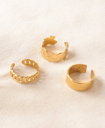 Modern Classic Anti-Tarnish Rings- combo of 3