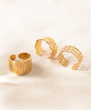 Opulent Shine Anti-Tarnish Ring-Set of 3 pieces
