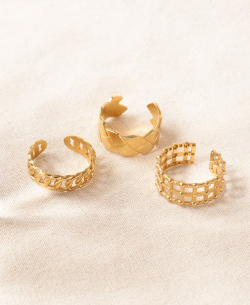 Royal Etch Anti-Tarnish Rings-Set of 3 pieces