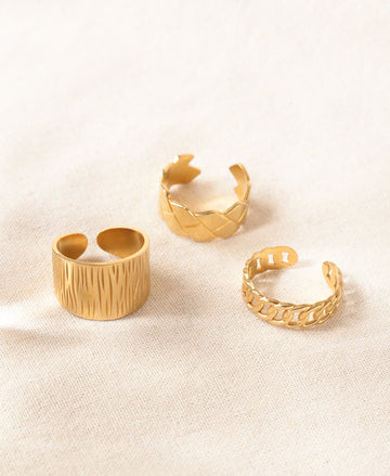 Luxe Gleam Anti-Tarnish Ring Set-Set of 3
