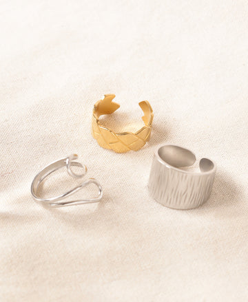 Bold Grace Anti-Tarnish rings trio set