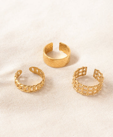 Elegant Armor Anti-Tarnish Trio Ring Set