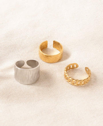 Pure Shine Anti-Tarnish Ring Collection-Combo of 3