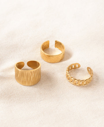 Classic Aura Anti-Tarnish Rings Trio Set