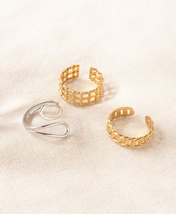 Minimal Luxe Anti-Tarnish Rings-Set of trio