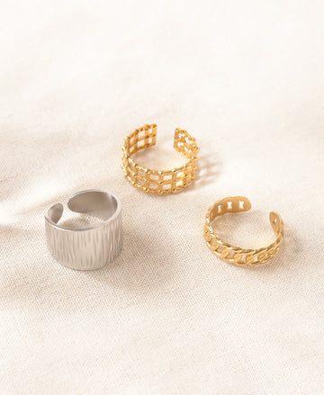 Prestige Gold Anti-Tarnish Ring Trio Set