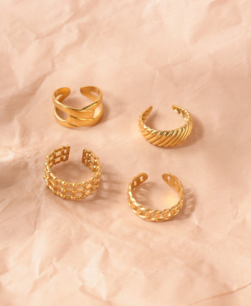 Set of 4 Anti Tarnish Rings – Durable & Shiny Combo