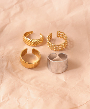 Combo of 4 Anti Tarnish Twist Design Rings – Durable & Stylish