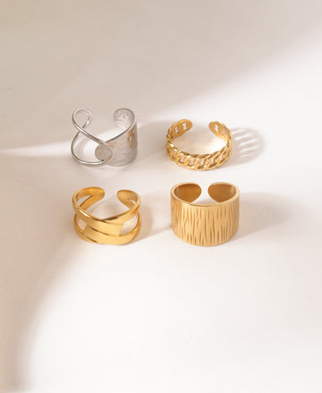 Anti Tarnish Ring Combo of 4 Trendy And Long Lasting
