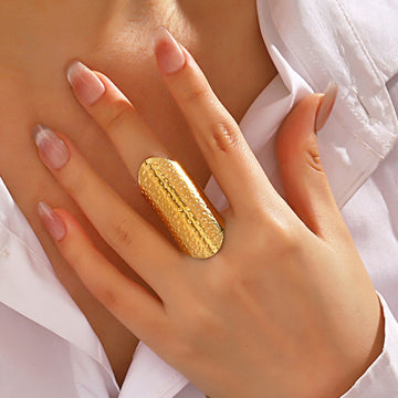 Gold Hammered Statement Ring