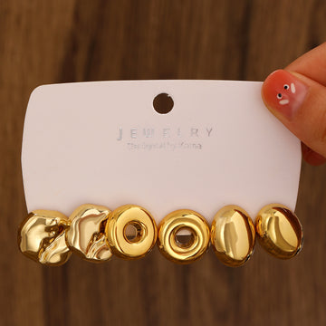 Set of 3 Contemporary Gold-Plated Drop Earrings
