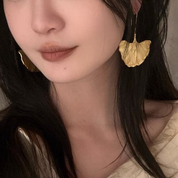 French Style Artistic Ginkgo Leaf Alloy Ear hook