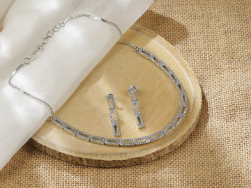 Silver Plated Crystal Jewellery Set