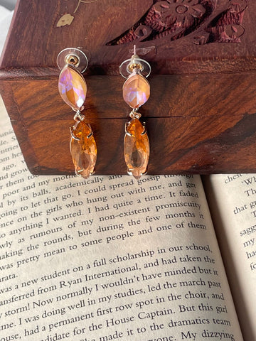 Sterling Long Drop Earrings Beige