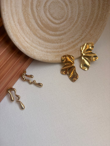 Niska Statement Earrings 18k Gold plated Anti Tarnish Pack of two