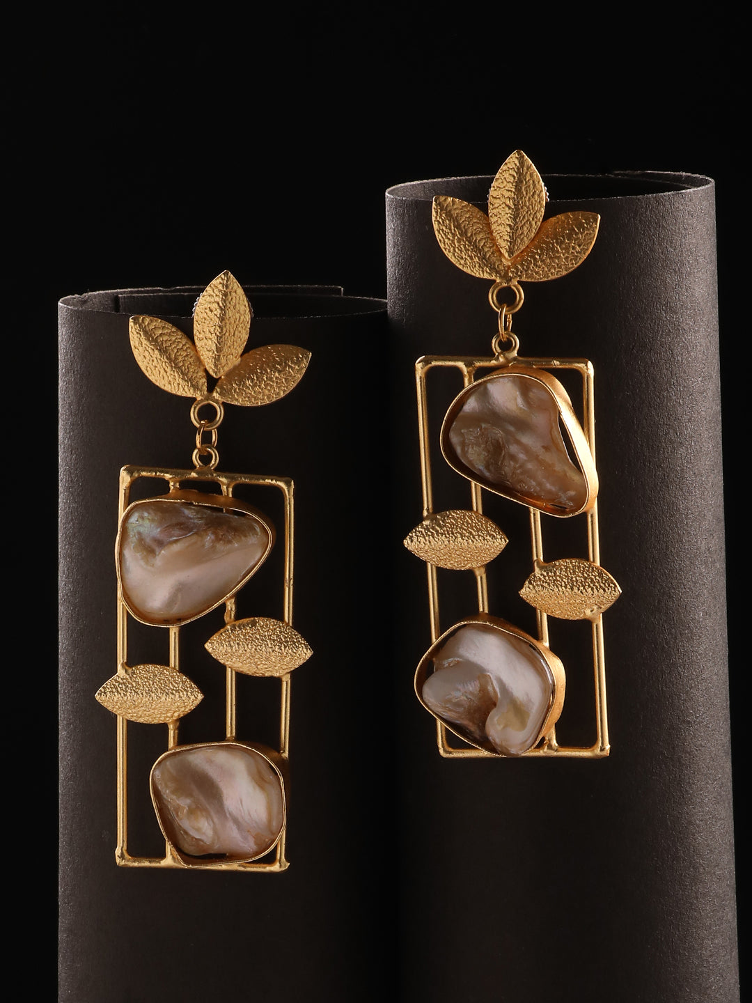 Leafy Affair Brass and Stone Dangler Earring