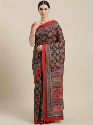 Niska Red Ajrakh Modal Saree