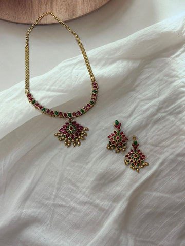 Gold-Plated Temple Jewellery Set Multi