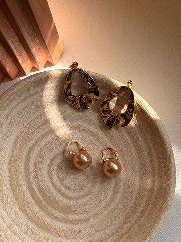 Niska Statement Earrings Set of Two 18k Gold Plated Anti Tarnish