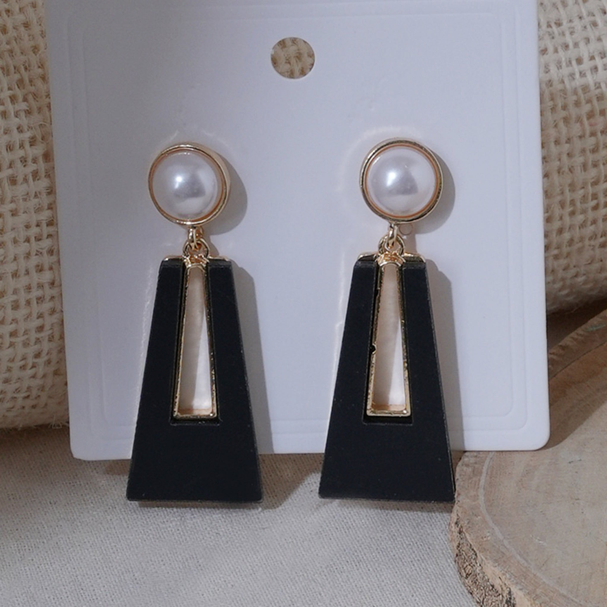 Black Lady Geometric Plating Arylic Alloy Drop Earrings