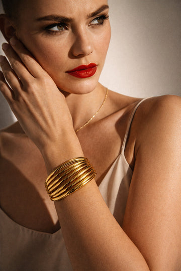 Niska AntiTarnish Exaggerated Punk Geometric Iron Bangles