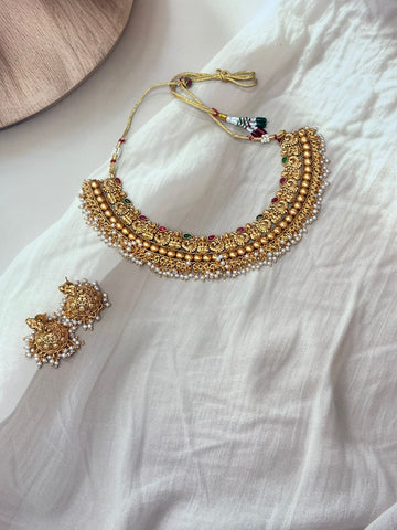 Gold-Plated Temple Jewellery Set Multi