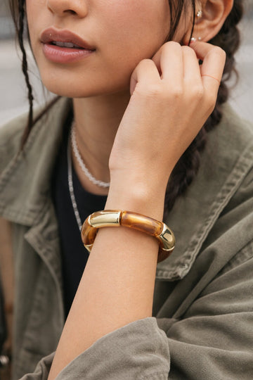 Niska Amber Glow Elastic Bangle Bracelet