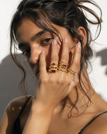 Niska 8-Piece Gold Stackable Ring Set for Women