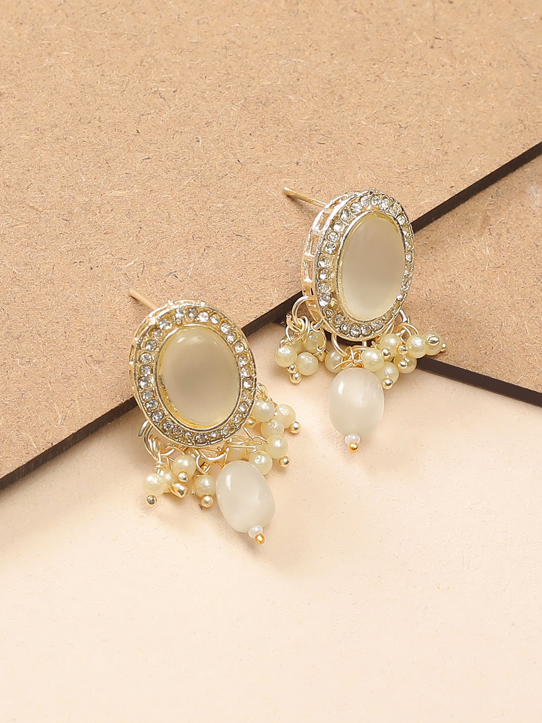 Kundan Dazzle White Drop Earrings