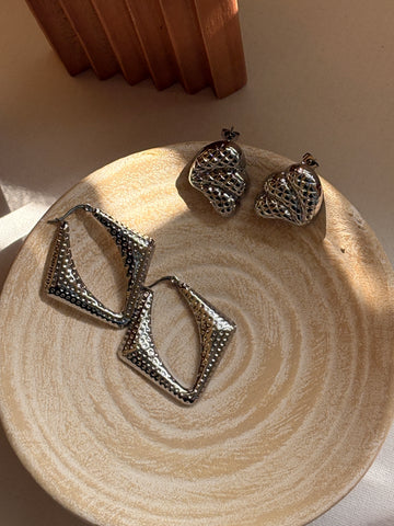 Niska Statement Earrings Silver Plated Anti Tarnish