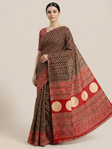 Niska Red Ajrakh Modal Saree