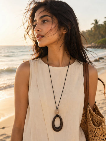 Minimalist Black Stone Pendant Necklace