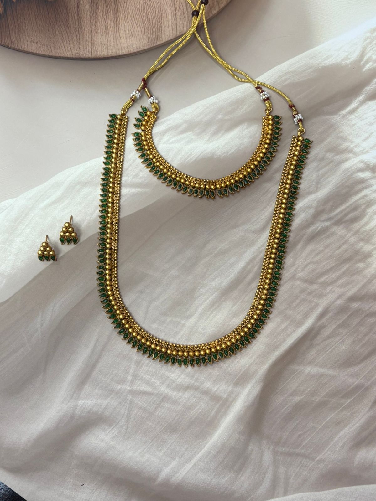 Gold-Plated Temple Long Dual Jewellery Set