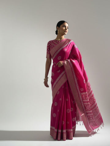 Dola Silk Taditonal Saree Pink