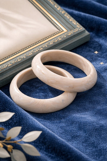 Niska Geometric Asymmetrical White Resin Bangle Pack of Two