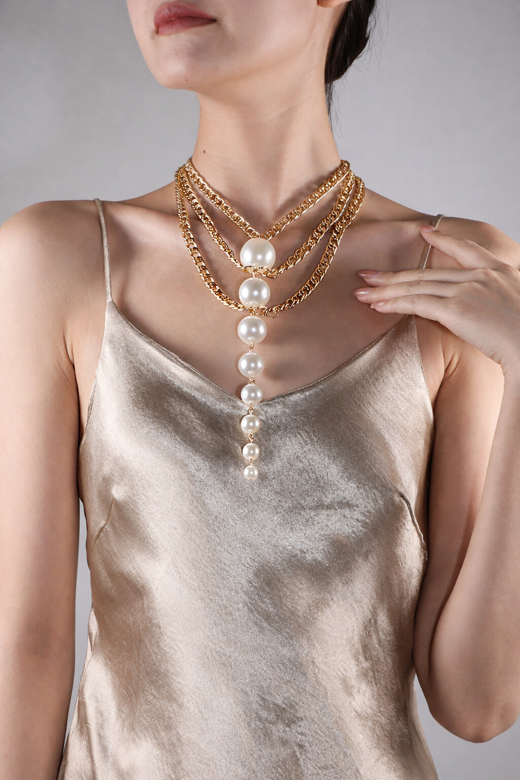 Niska Gilded Pearl Cascade Necklace