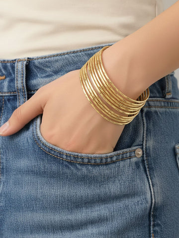 Ethnic Style Rhombus Twist Anti Tarnish Women's 9 pcs Bangle Set