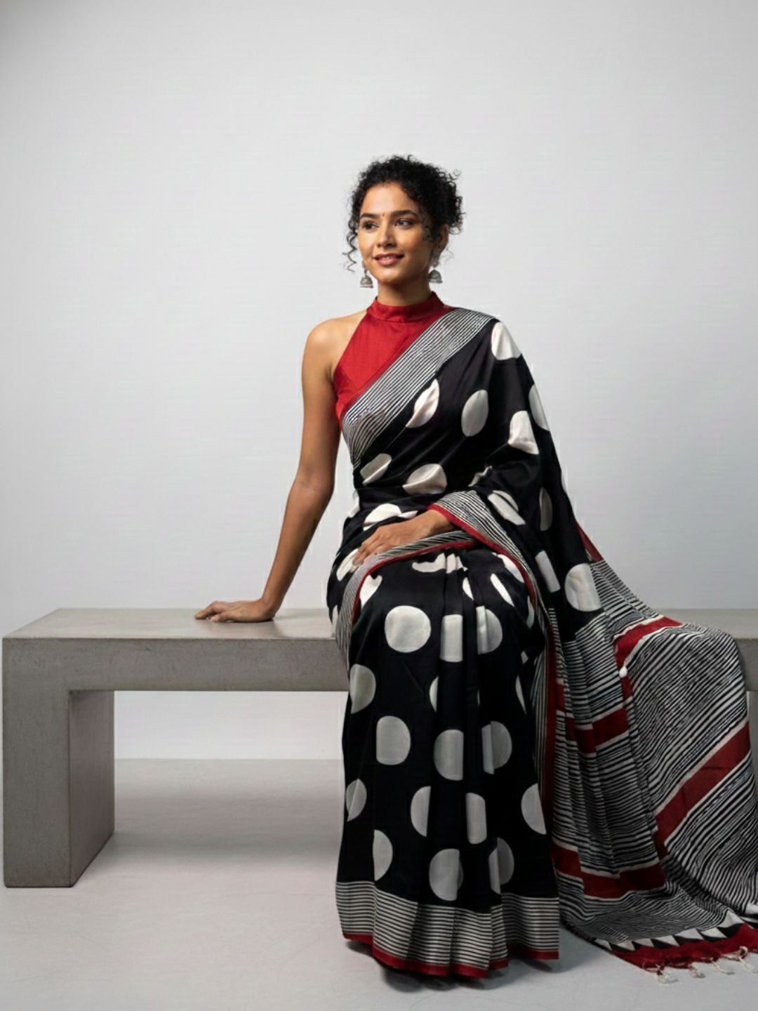 Niska Midnight Polka Statement Modal Silk Saree