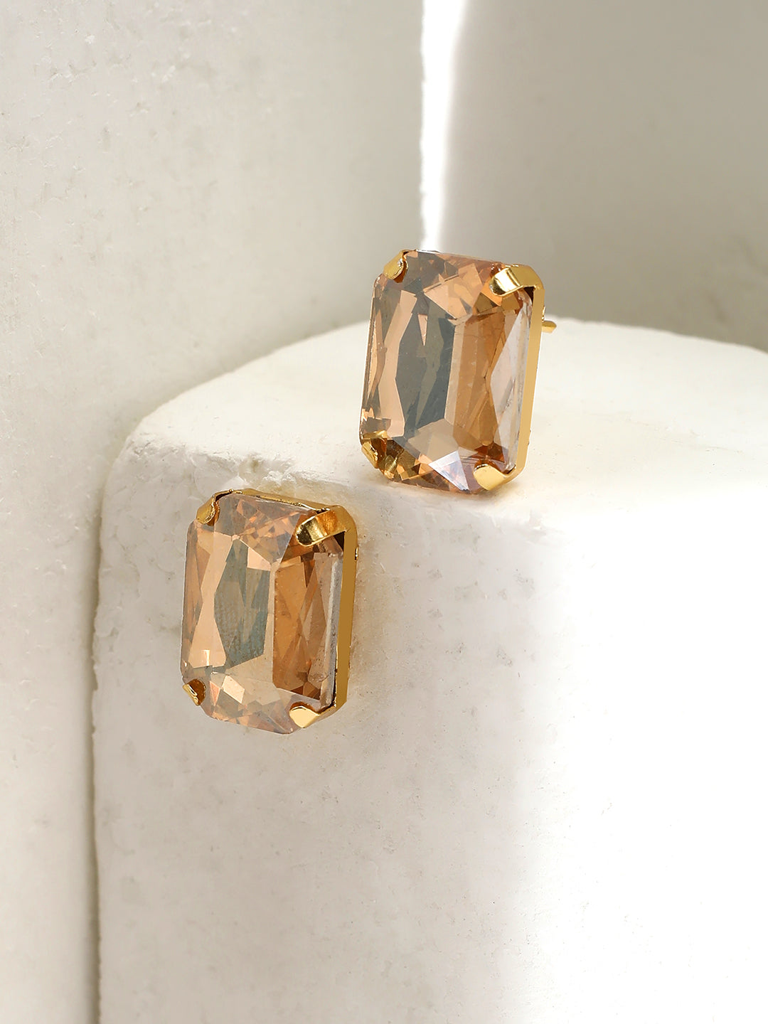 Set of 2 Crystal Faux Emerald Studs