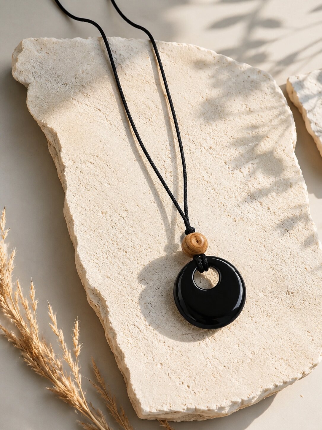 Black Onyx Round Pendant Necklace for Women