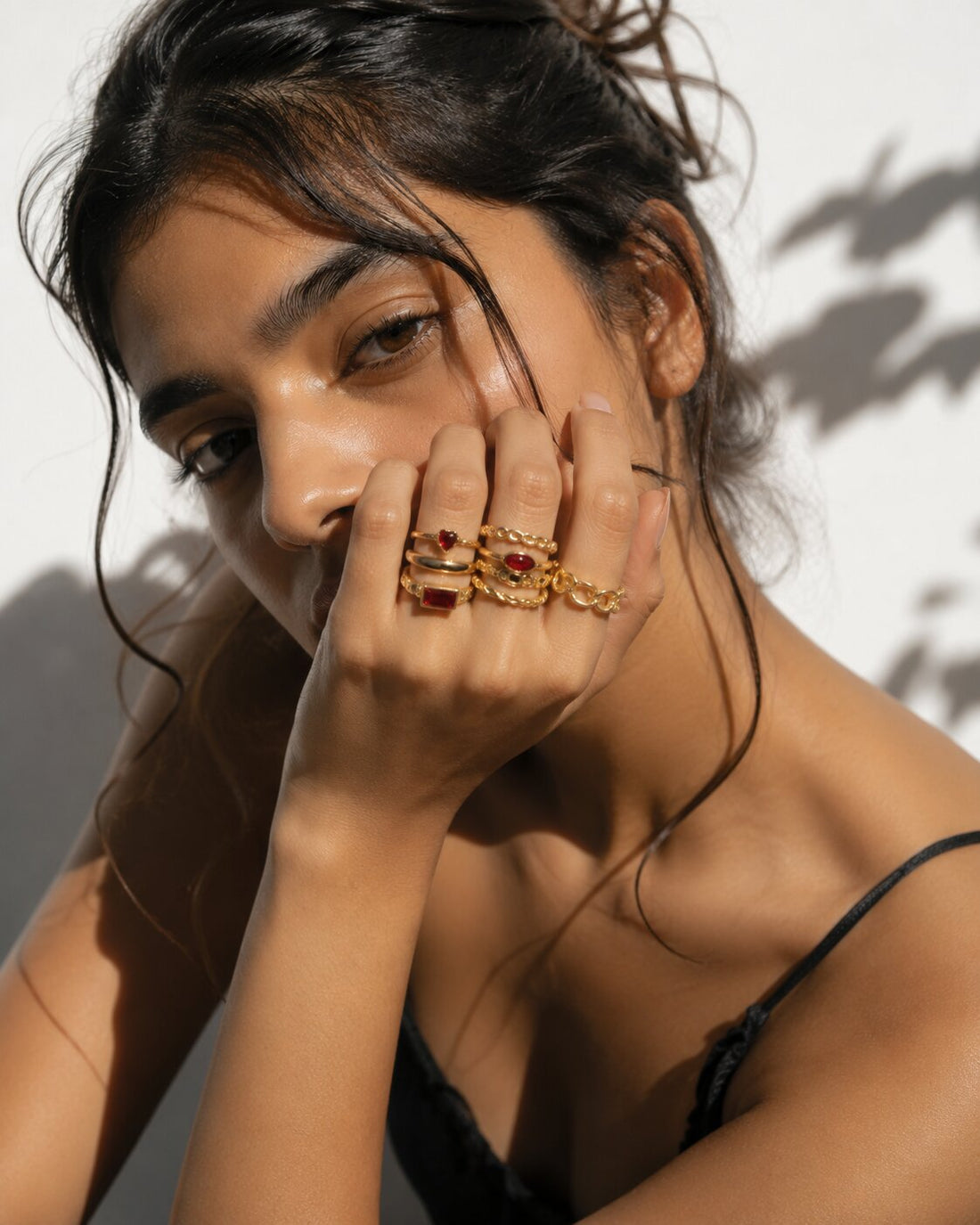 Niska 8-Piece Gold Stackable Ring Set for Women