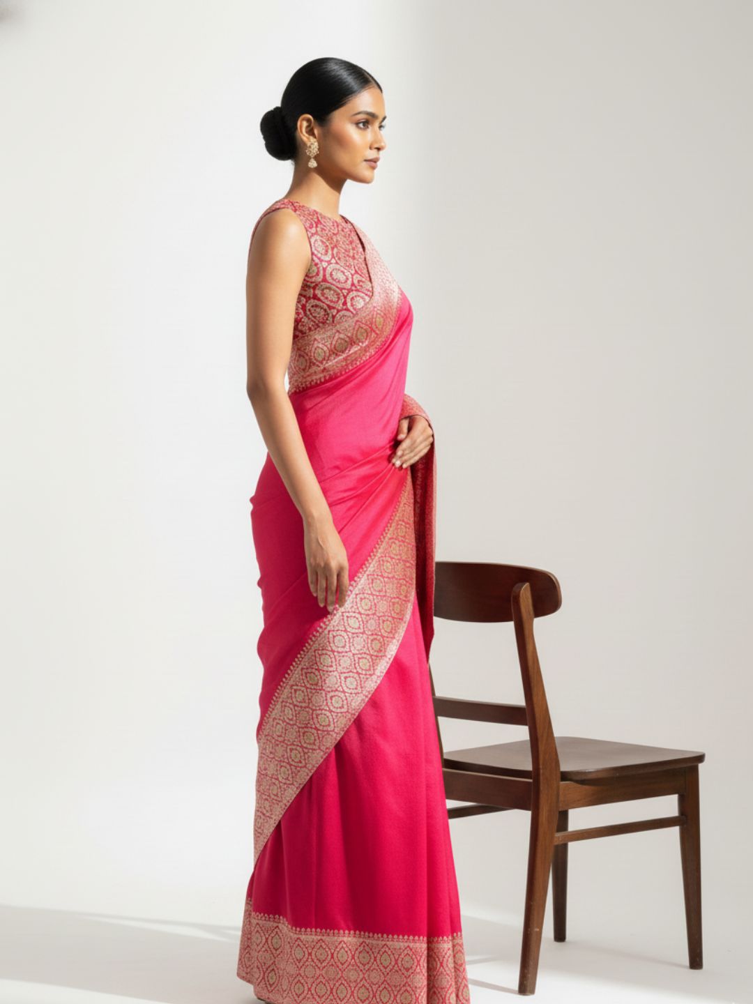 Niska Pink Modal Silk Saree