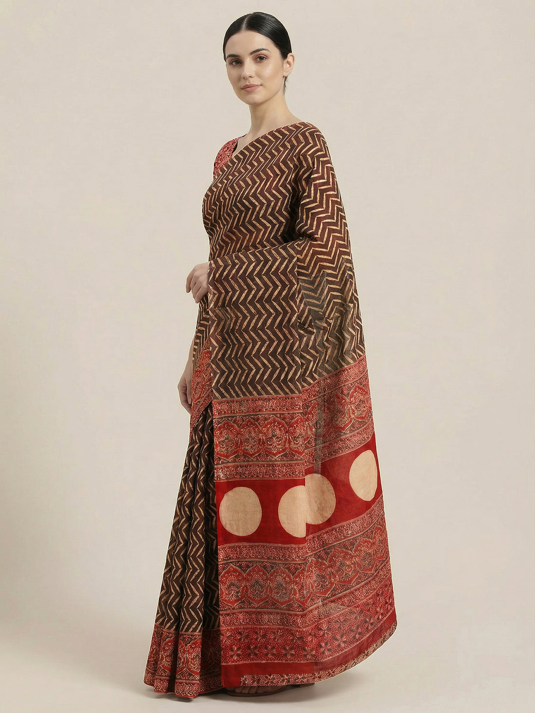 Niska Red Ajrakh Modal Saree