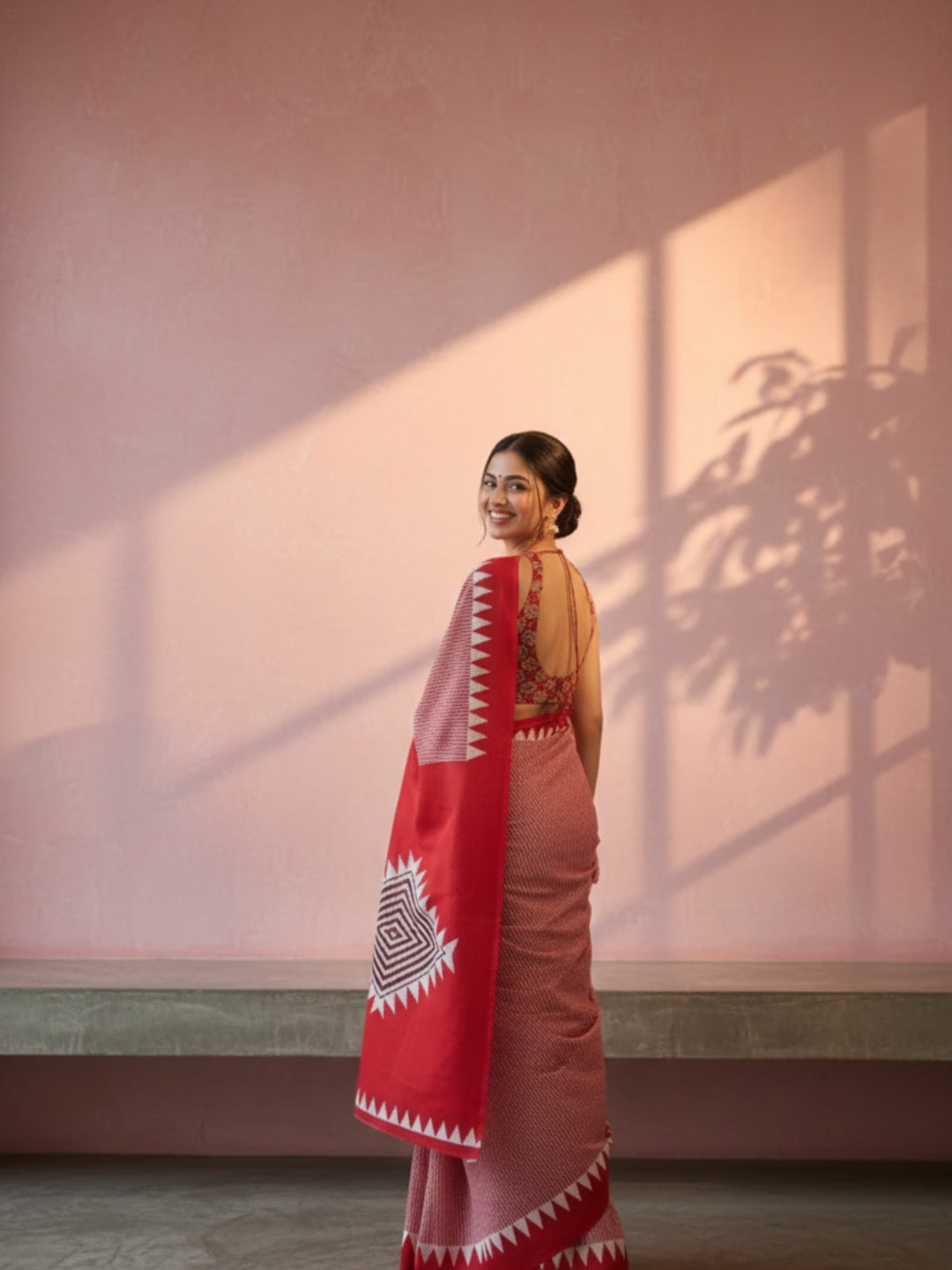 Ajrakh Print Silk Saree