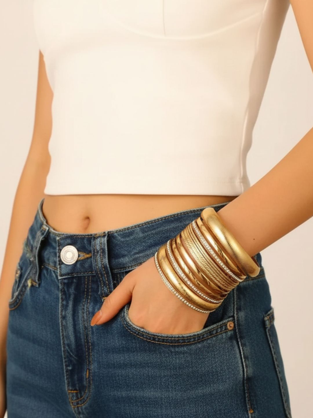 Ethnic Style Rhombus Twist Anti Tarnish Women's 11 pcs Bangle Set